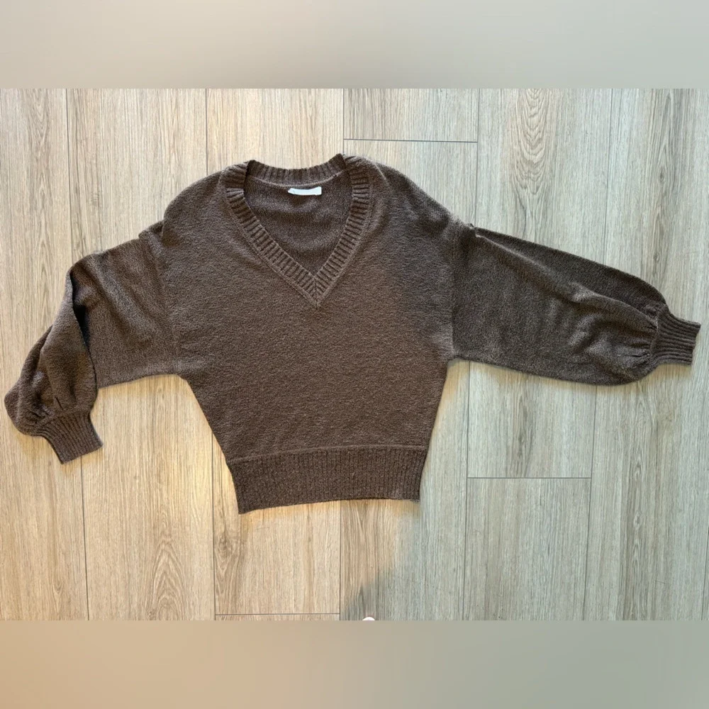Brown Balloon Sleeve Sweater Cozy Girl Fall Aesthetic